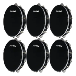 Kit 6 Pandeiro Profissional Phx Preto 10 Pele Preta Sound7