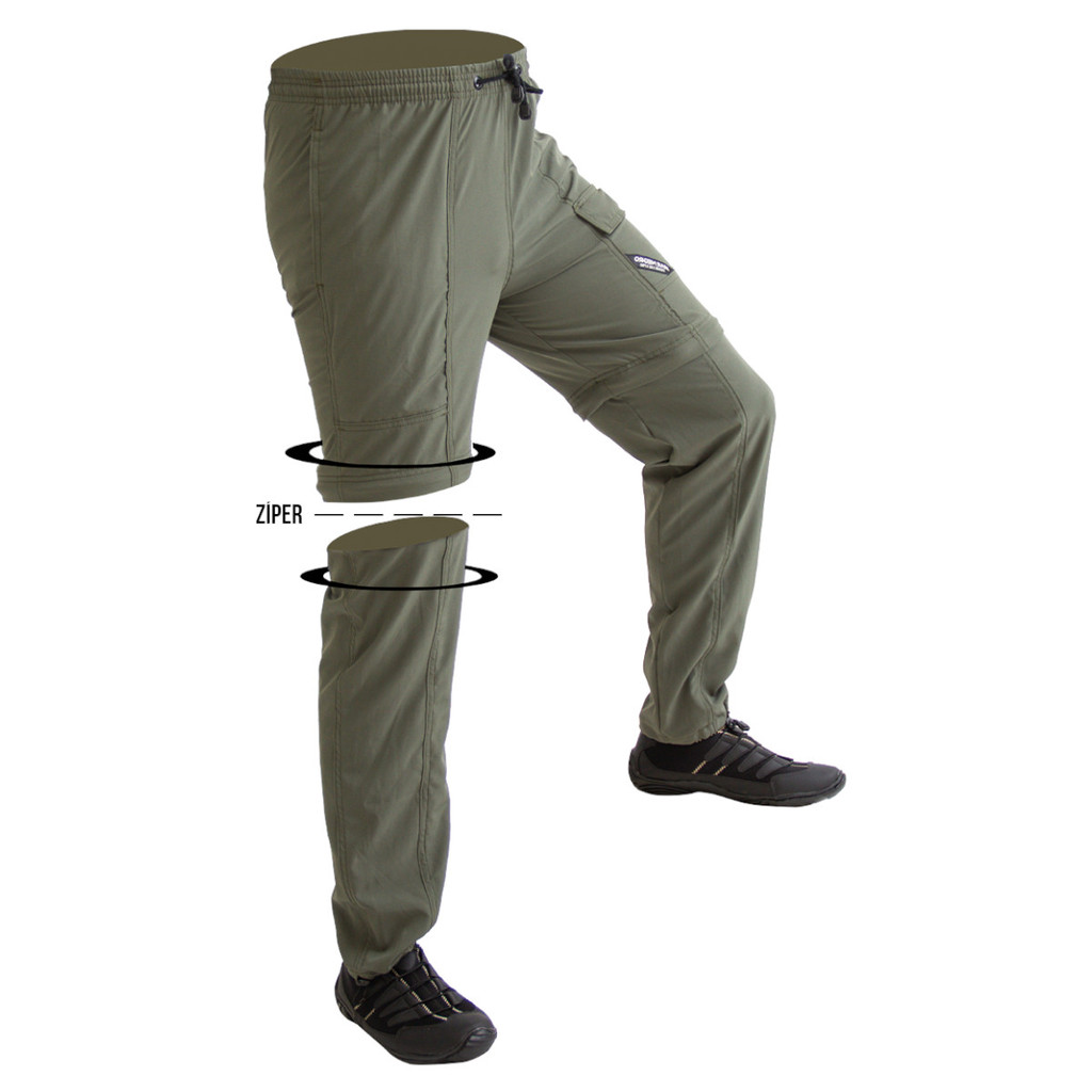 Calça de Pesca Mar Negro Vira Bermuda Verde Musgo Masculina - UV 50+