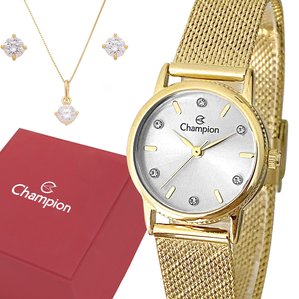 Relógio Champion Feminino Luxo Dourado Garantia Original Top - Watches