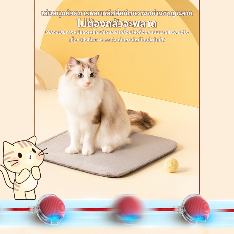 🐱ลูกบอลแมว บอลแมวอัตโนมัติ ชาร์ตแบตได้ ของเล่นแมว สมาร์ทไฟฟ้า  หมุนได้ ของเล่นแมวโต้ตอบ ของใช้แมว - ภาพที่ 5