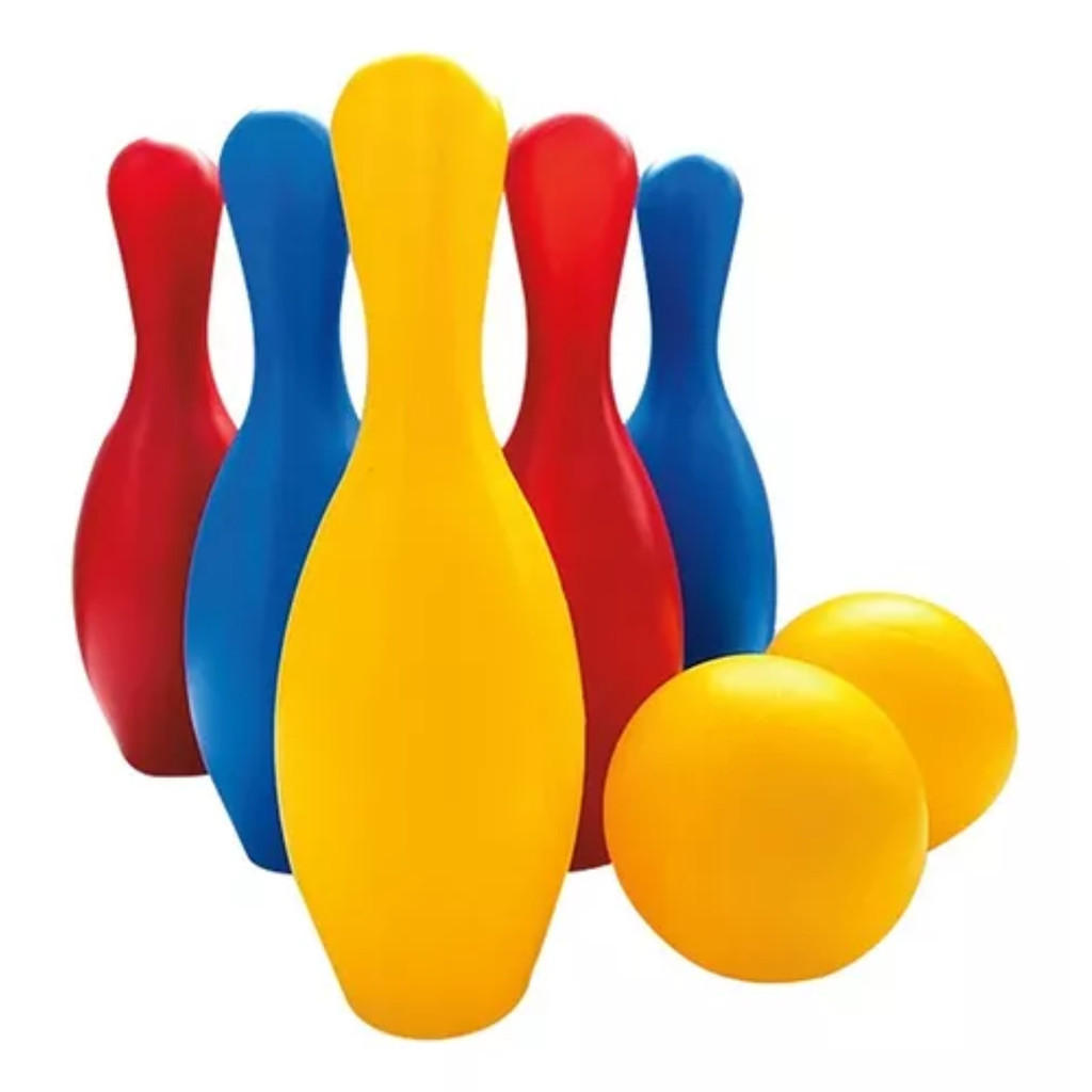 Jogo de Mini Boliche Brinquedo Infantil Menino Menina Com 6 Pinos e 2 Bolas