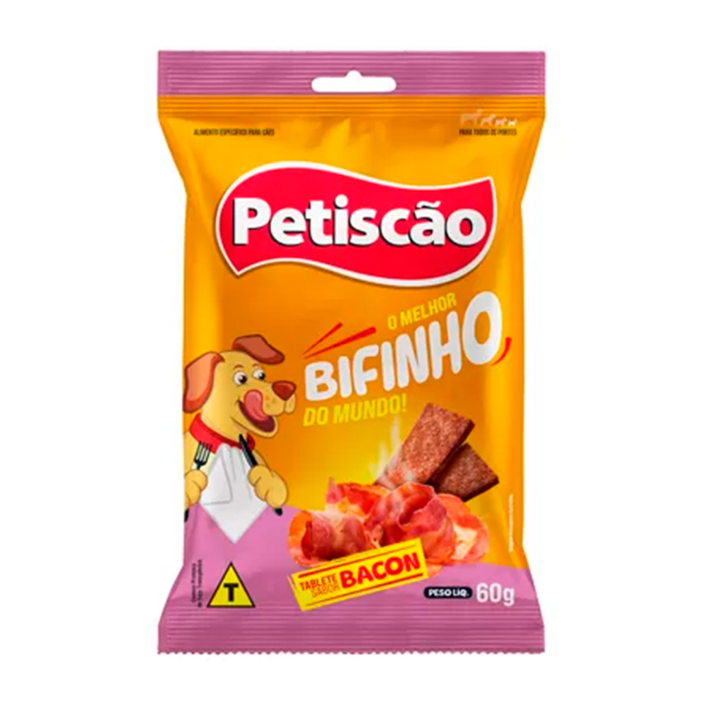 Bifinho Mastigável Petiscão Para Cães Sabor Bacon 60g - Pets