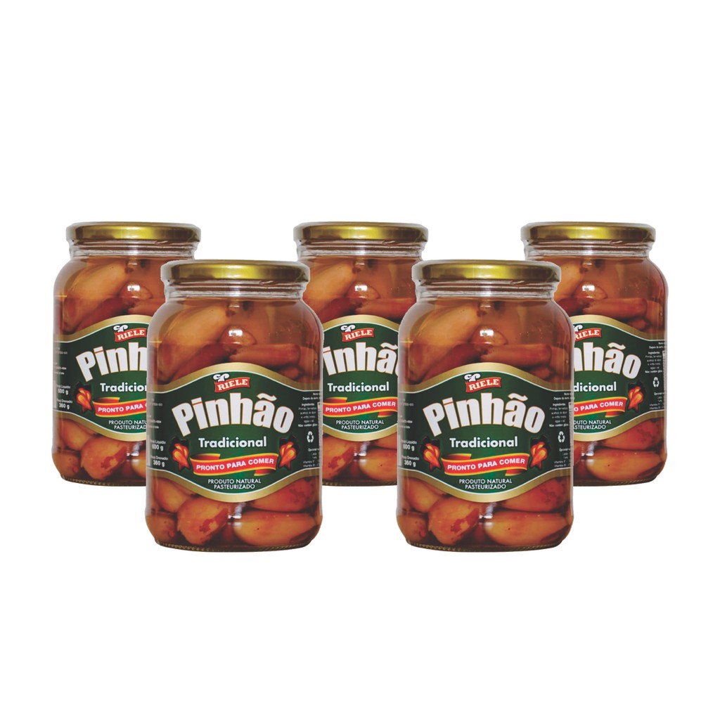 5 Pinhão Tradicional em Conserva; potes de 600g - Pronto Para Comer!