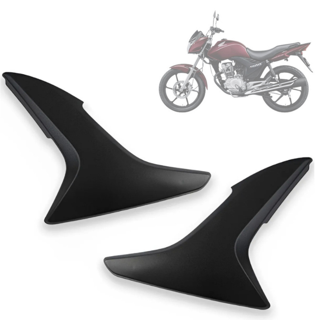 Par Tampa Lateral Superior Complemento compatível Honda Titan 150 Ex Mix 2010 2011 2012 Preto Fosco