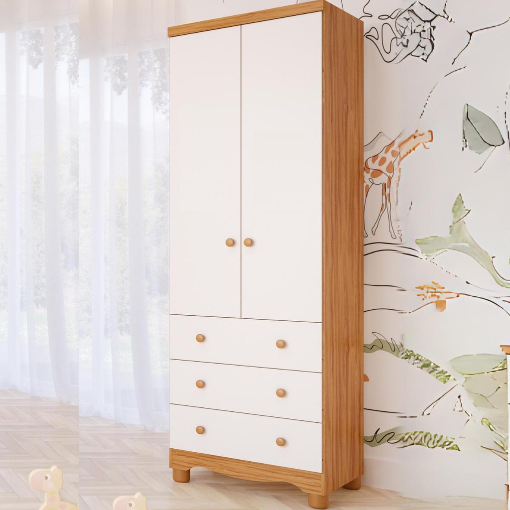 Guarda Roupa Infantil Bebê 2 Portas 3 Gavetas 100% MDF Júnior Faura