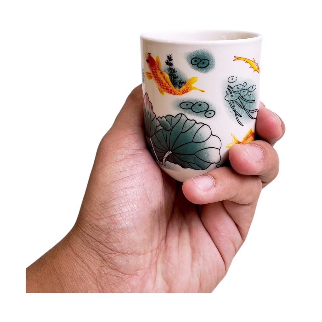 Kit 4 Caneca de Chá Porcelana Oriental Xicara Copo 150ml