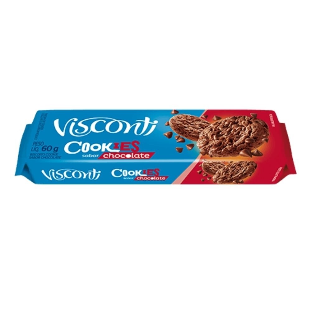 Biscoito Cookies Visconti Chocolate 60g - Embalagem com 42 Unidades