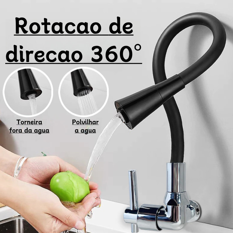 Torneira Gourmet Flexível Cozinha Pretomesa Parede Cobre Banhado A Preto (Cobre) 1/4 De Volta Duplo Jato Cone