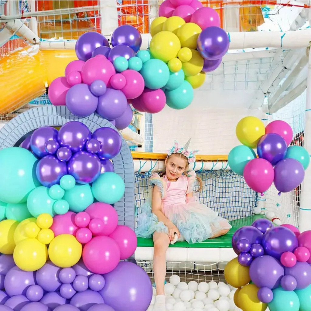 Kit 125 Balões Roxo Amarelo Lilás Bexiga Decoração P/Festa Aniversário Arco Desconstruido+Fita 5Mts em Oferta na Shopee