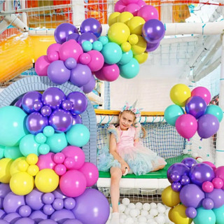 Kit 125 Balões Roxo Amarelo Lilás Bexiga Decoração P/Festa Aniversário Arco Desconstruido+Fita 5Mts em Oferta na Shopee