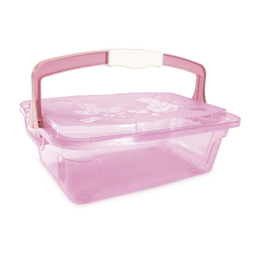 Caixa Organizadora Adoleta Bebê com Alça  5,6 Litros Rosa em Oferta na Shopee