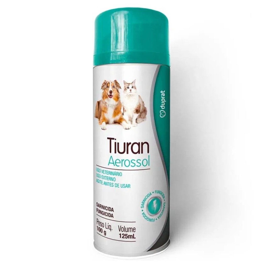 Tiuran Aerossol Anti Sarna Fungo para Cachorro Gato Pet 125ml Aerosol Sarnicida Fungicida Duprat