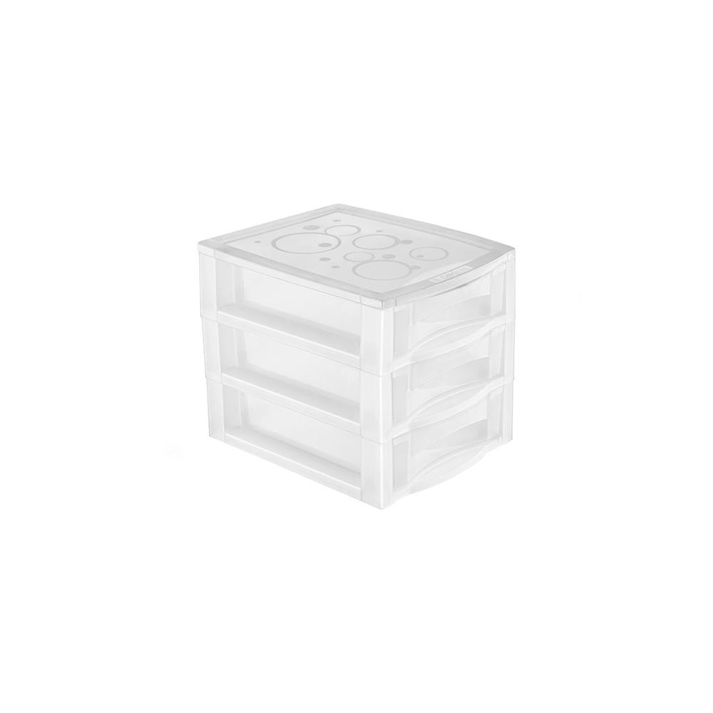 Gaveteiro de Mesa Plástico Pequeno com 3 Gavetas Cristal Bel Ordene - Home & Living