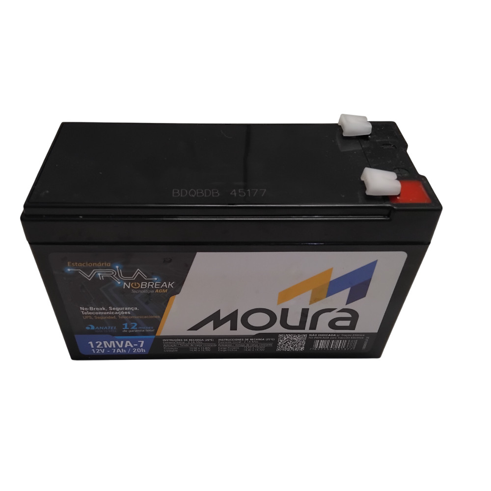 Bateria Selada Moura 7ah 12v pra Nobreak Cerca Elétrica CFTV