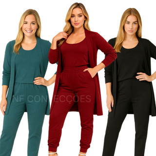 Conjunto Trio três peças Cardigan NF em Oferta na Shopee