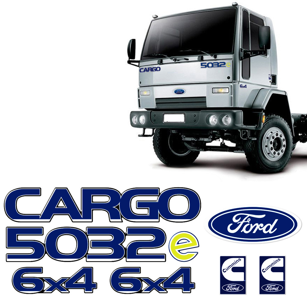 Kit Adesivos Cargo 5032e Cummins 6x4 Emblemas Caminhão Ford