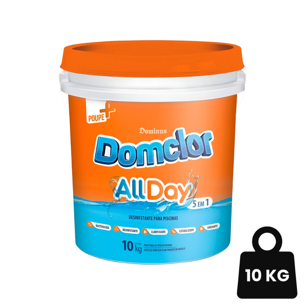 Cloro Balde 10kg Piscina Domclor Allday 5 Em 1 Granulado Ação Rápida em Oferta na Shopee