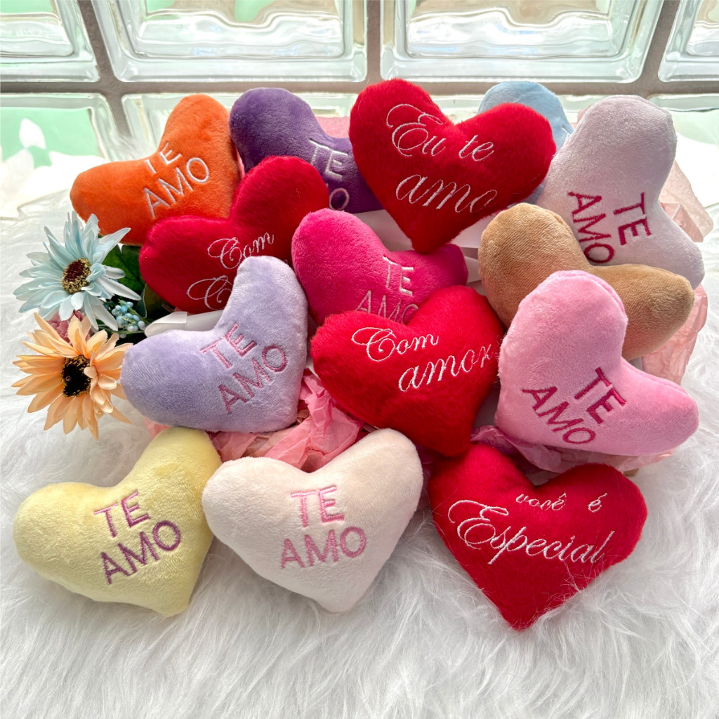 Kit 4/8/12 Coração de Pelúcia Almofada de Coração Para Namorados Cestas Presentes Antialérgico