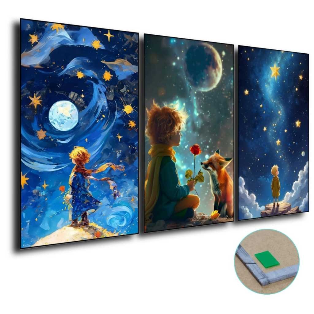 Kit 3 Quadros Decorativos Infantil Pequeno Principe Para Quarto  Luxo Mosaico Mdf em Oferta na Shopee