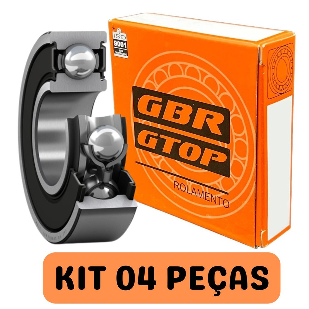 Kit 04 Rolamentos 6300 2RS GBR/GTOP 10x35x11