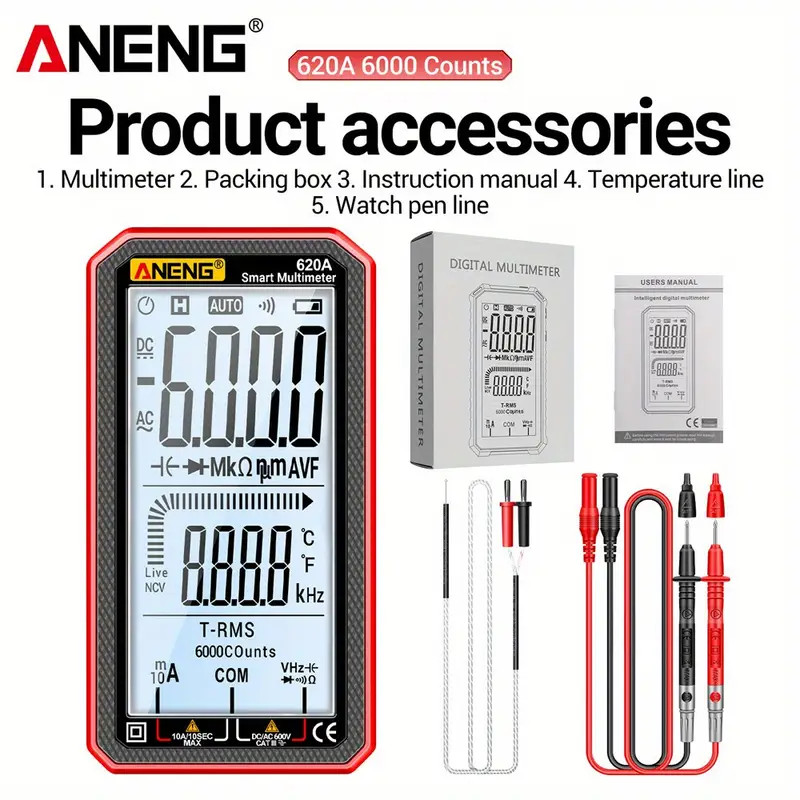 Multimetro Digital Caneta Tensão Amperimetro Kit 6000counts Ture RMS AC DC NCV