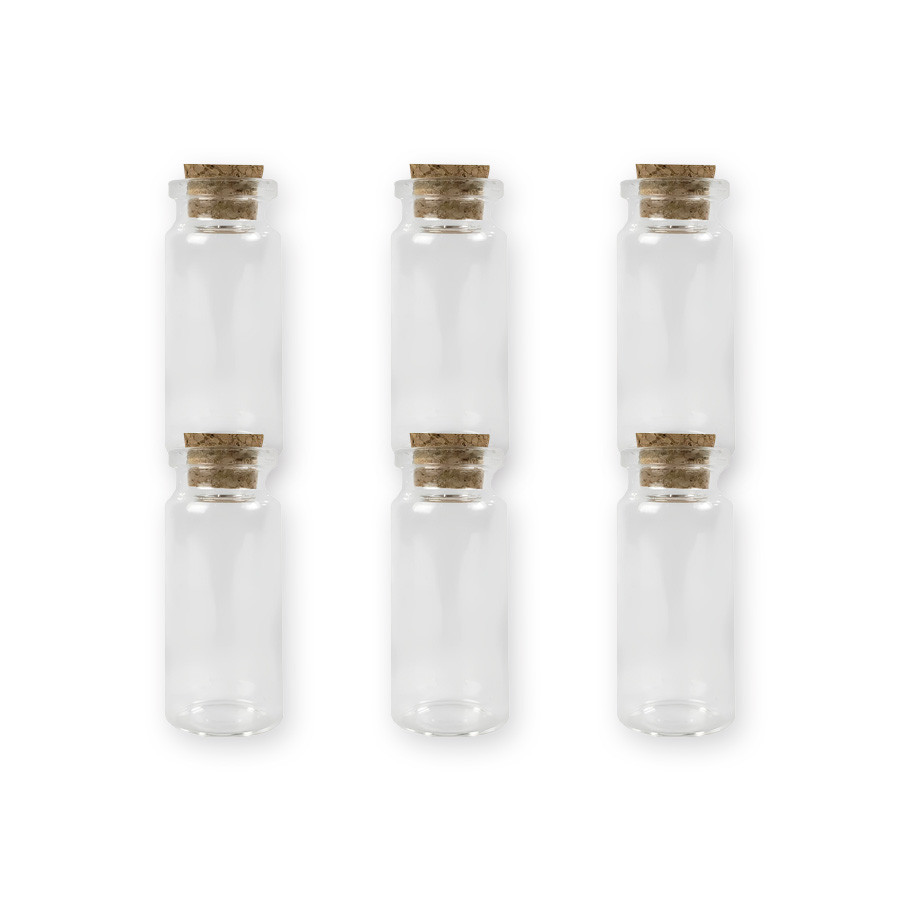 Kit 6 Potinhos de Vidro Hermético para Lembrancinha com Tampa de Rolha - 10ml - Rizzo