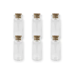 Kit 6 Potinhos de Vidro Hermético para Lembrancinha com Tampa de Rolha - 10ml - Rizzo