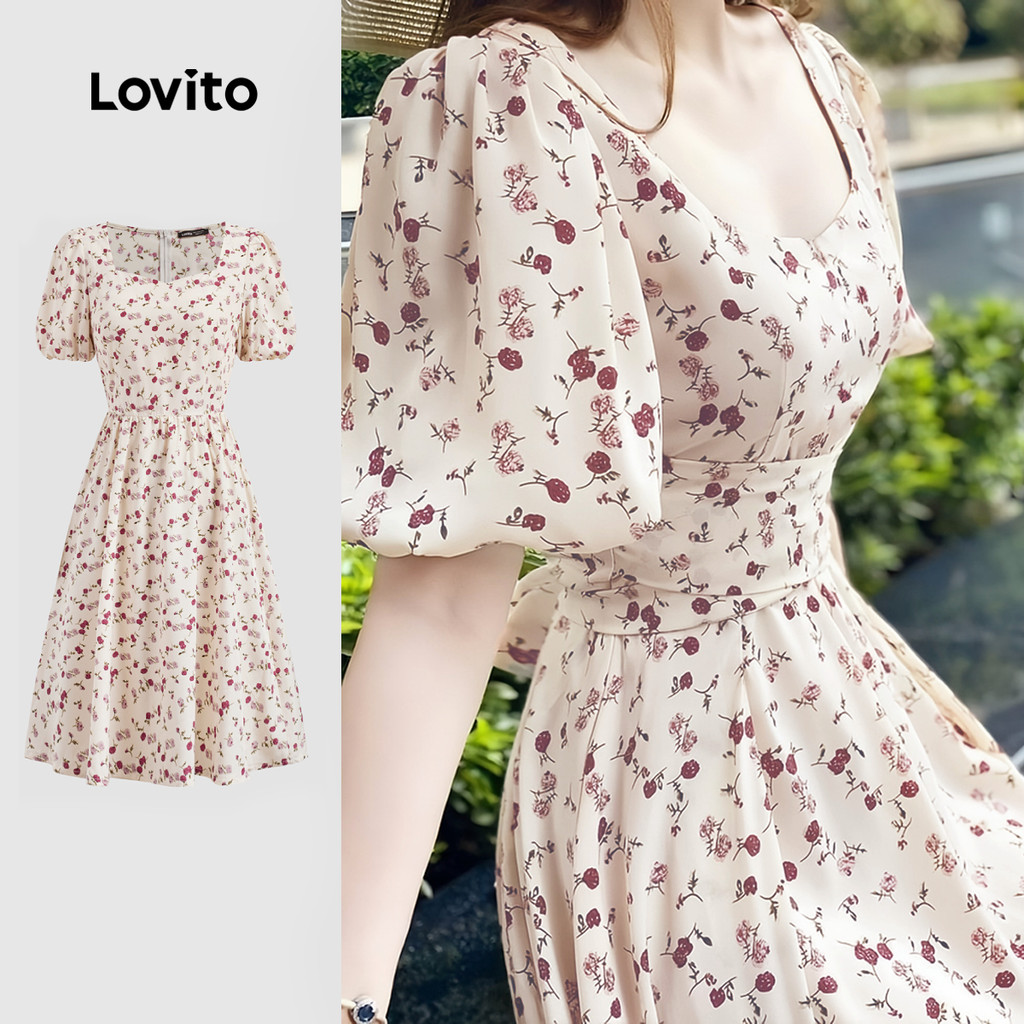 Lovito Vestido Boho Ditsy com estampa Floral para mulheres L128ED938 - Women Clothes