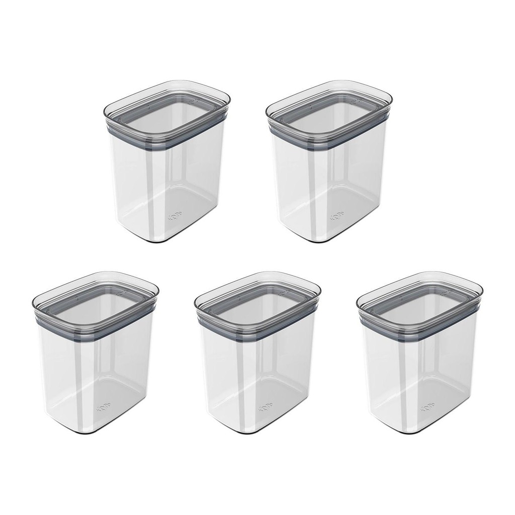 Kit de potes herméticos retangular Ou 5 peças 1,5L Linha Block - Natural em Oferta na Shopee