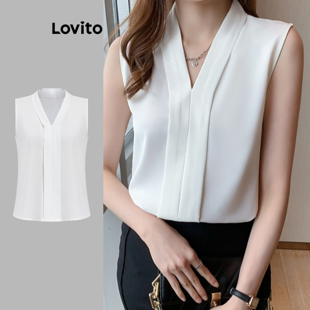 Lovito Blusa Elegante Blusa De Metal Liso Para Mulheres L113MD139 - Women Clothes