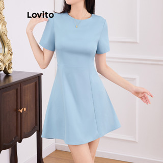 Lovito Vestido casual liso com zíper drapeado para mulheres L121AD1089 em Oferta na Shopee