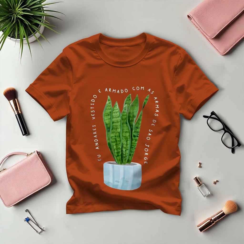 T-Shirt Feminina Estampada Espada de São Jorge Religiosa 100% Algodão BearShop em Oferta na Shopee