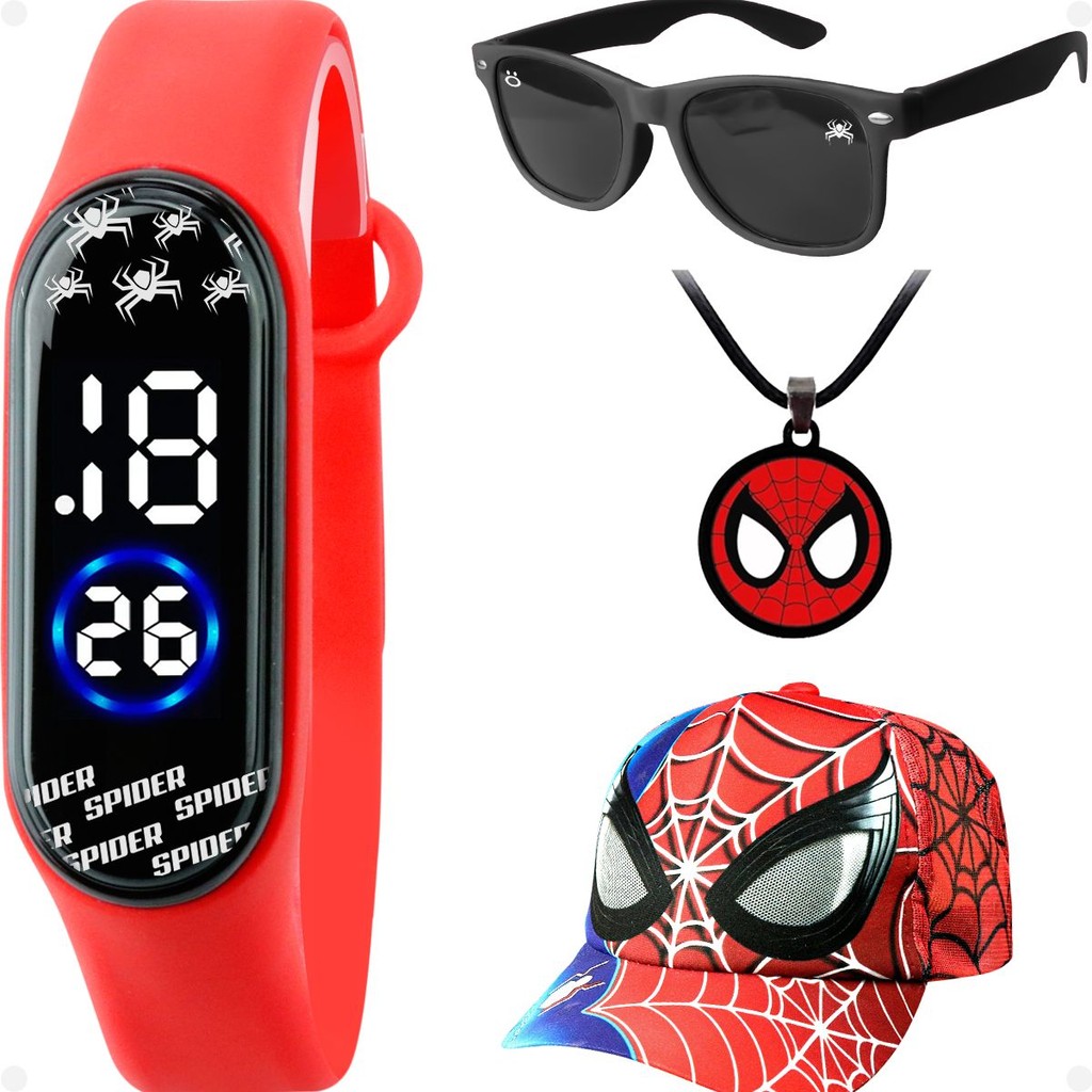 Relogio Infantil Digital Resistente + Oculos + Bone vermelho original silicone presente adolescente