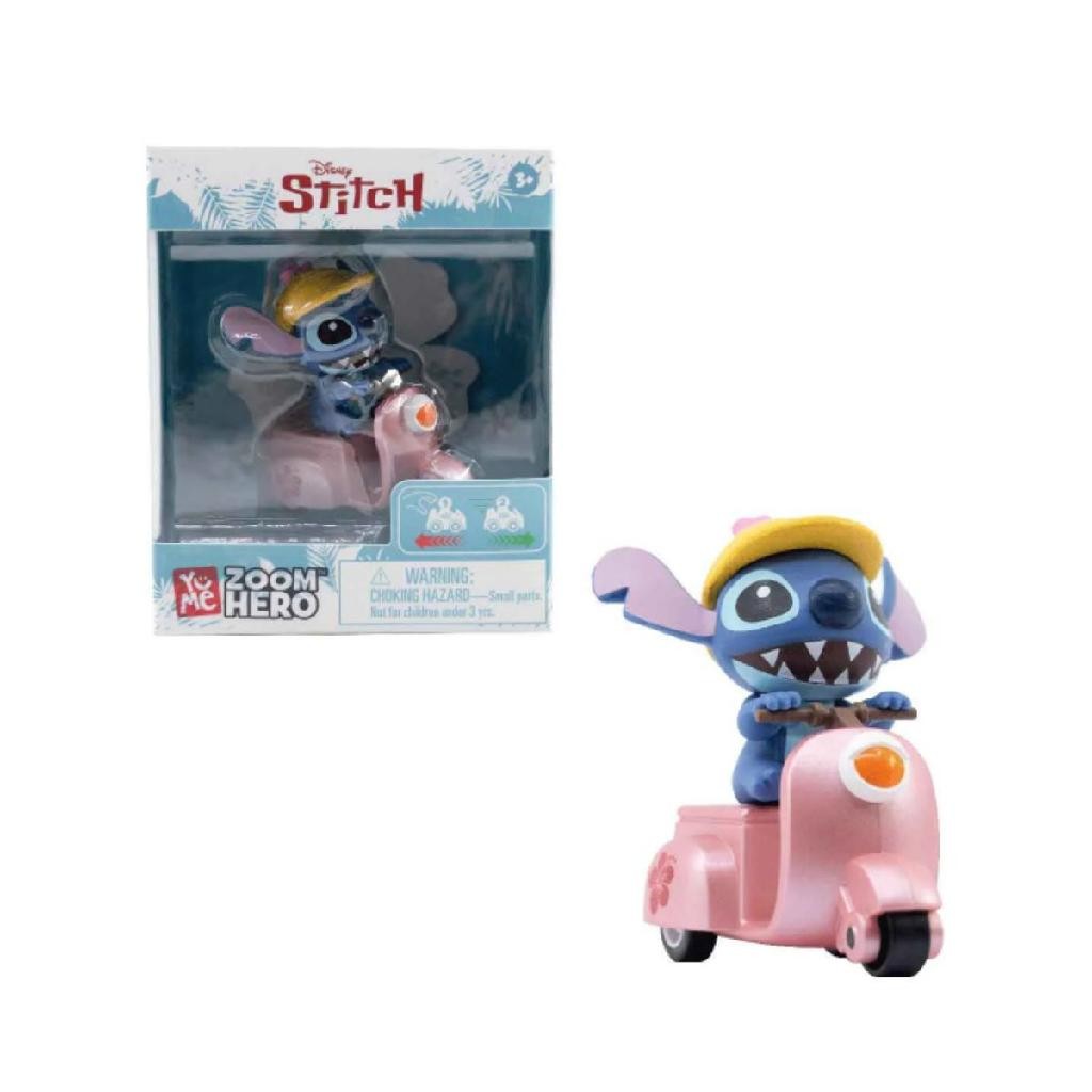 Boneco Stitch Veículo de Fricção Divirta-se com o Alien Mais Fofo Lambreta Rosa
