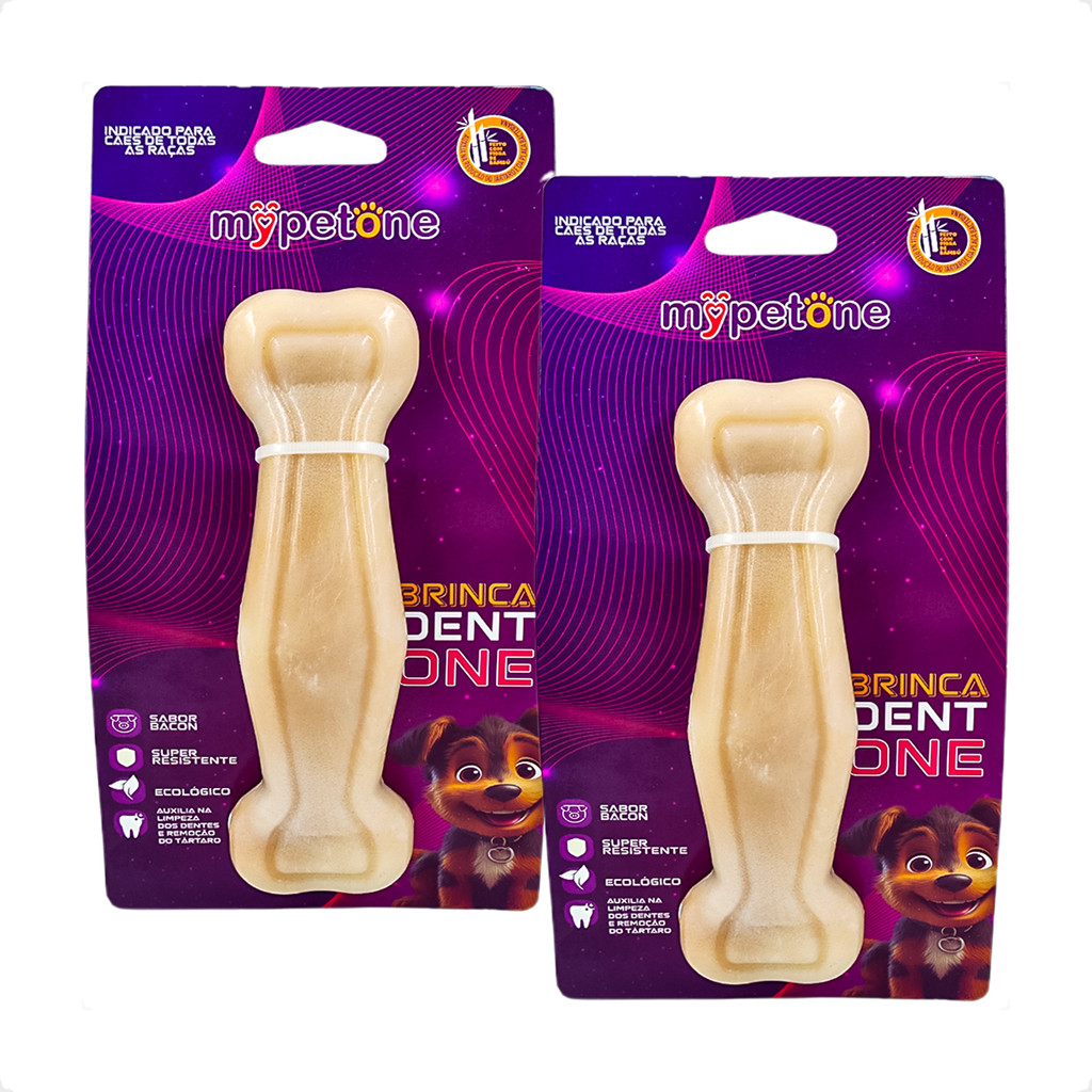 Kit 2 Brinquedo Osso Bamboo Brinca Dent One Sabor Bacon - I - Grande em Oferta na Shopee