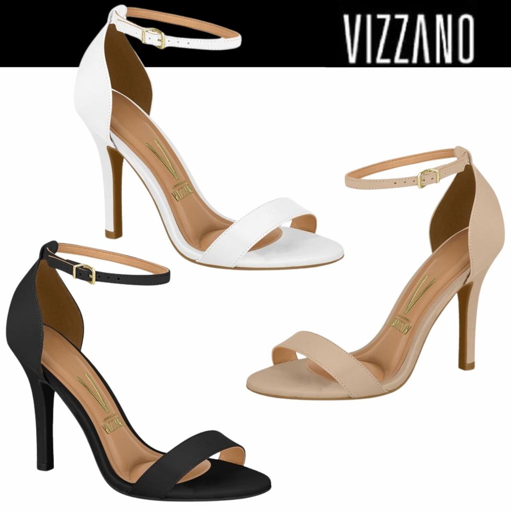 Sandália Feminina Vizzano Tira Única Salto Alto Fino Casual Conforto em Oferta na Shopee