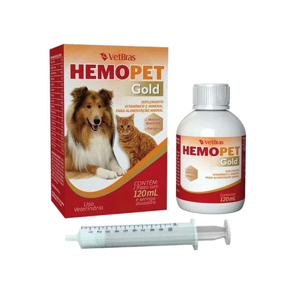 Suplemento Vitaminico Mineral Hemopet Gold 120ml Hemolitan