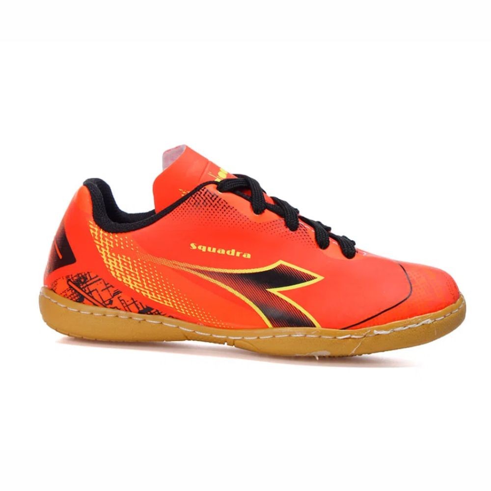 Tênis Futsal Infantil Diadora Squadra Laranja / Preto / Amarelo Neon dfa065-4