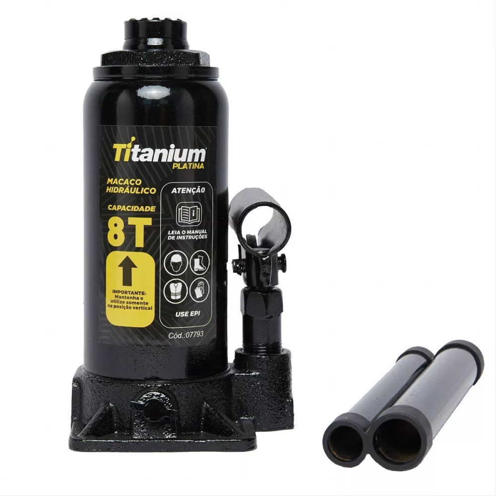 Macaco Hidráulico Tipo Garrafa Titanium 08 Toneladas