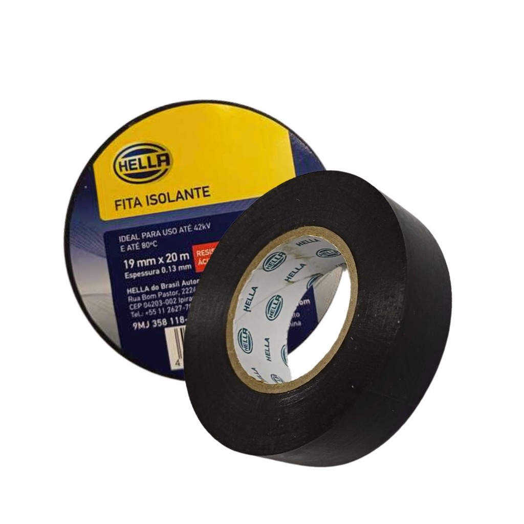 Fita Isolante 20 Metros 19mm Resistente Fogo Graxa Umidade Fita Isolante 20m 19mm Hella em Oferta na Shopee