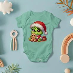 Body para Bebê com Estampa Desenho do Grinch Bebê