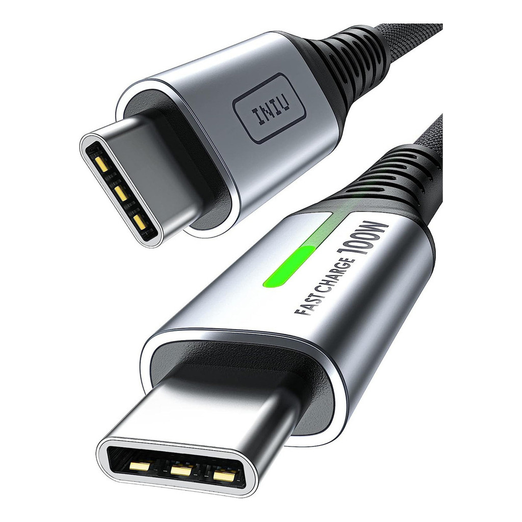 Cabo Carregador Turbo Usb + Usb-c Pd Led 100w 5a 1 Metro