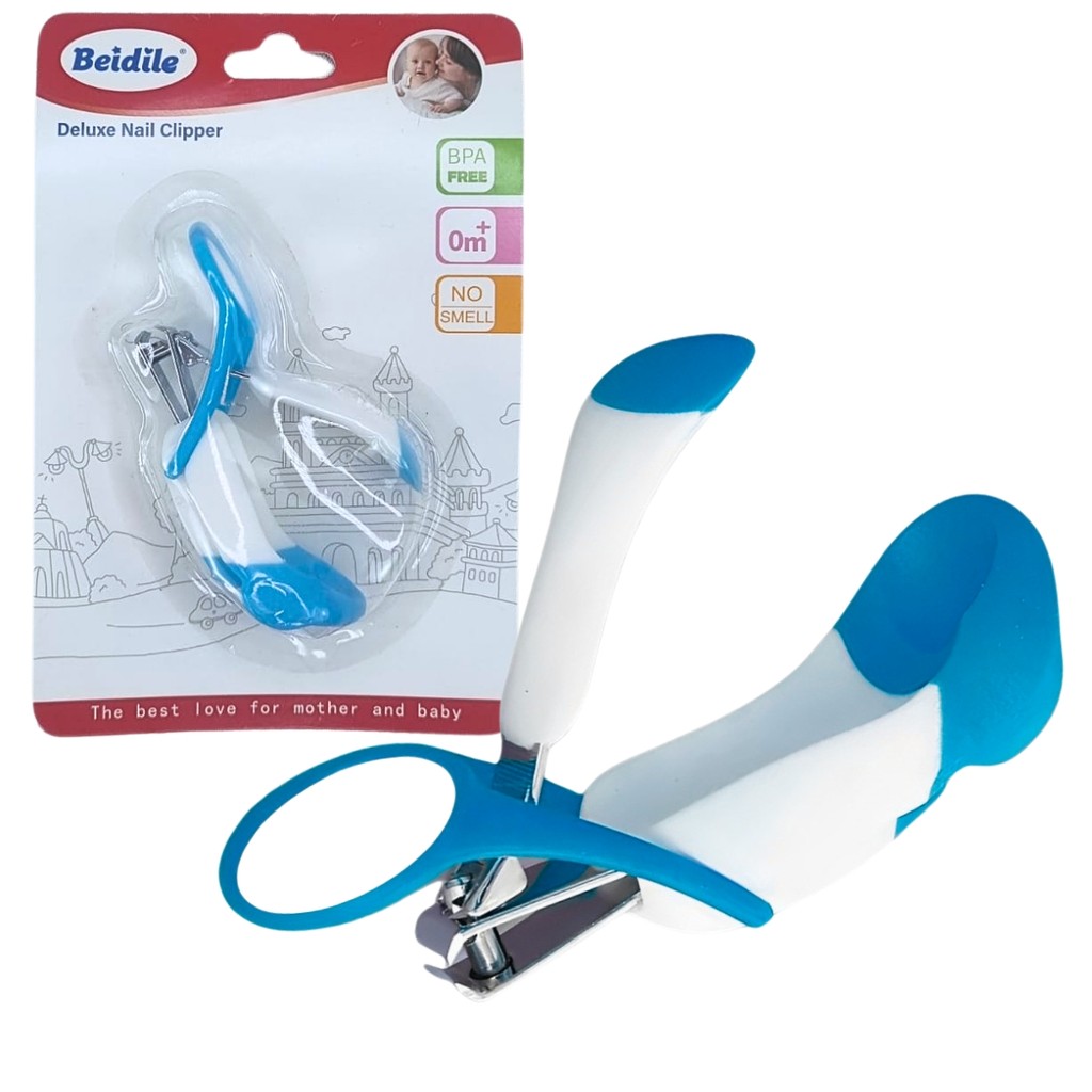 Cortador de Unhas Infantil Bebe Azul Com Lupa Castela - Mom & Baby