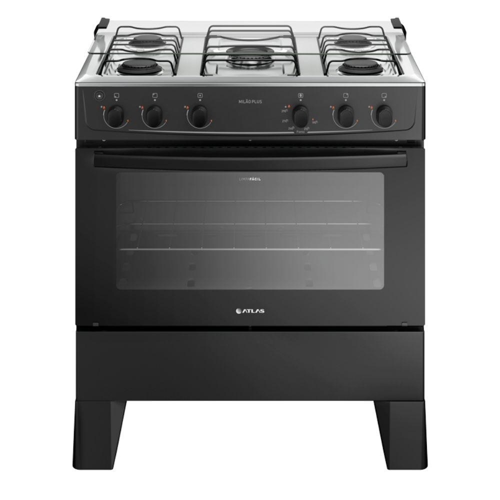 Fogão 5 Bocas Atlas Automático Milão Plus Preto em Oferta na Shopee