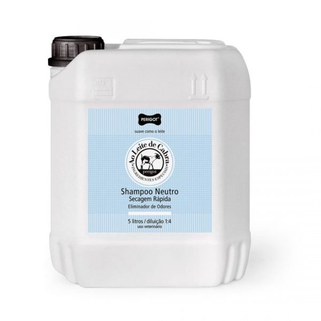 Shampoo Neutro Secagem Rápida Leite de Cabra 5 Litros Perigot Cães e Gatos Profissional