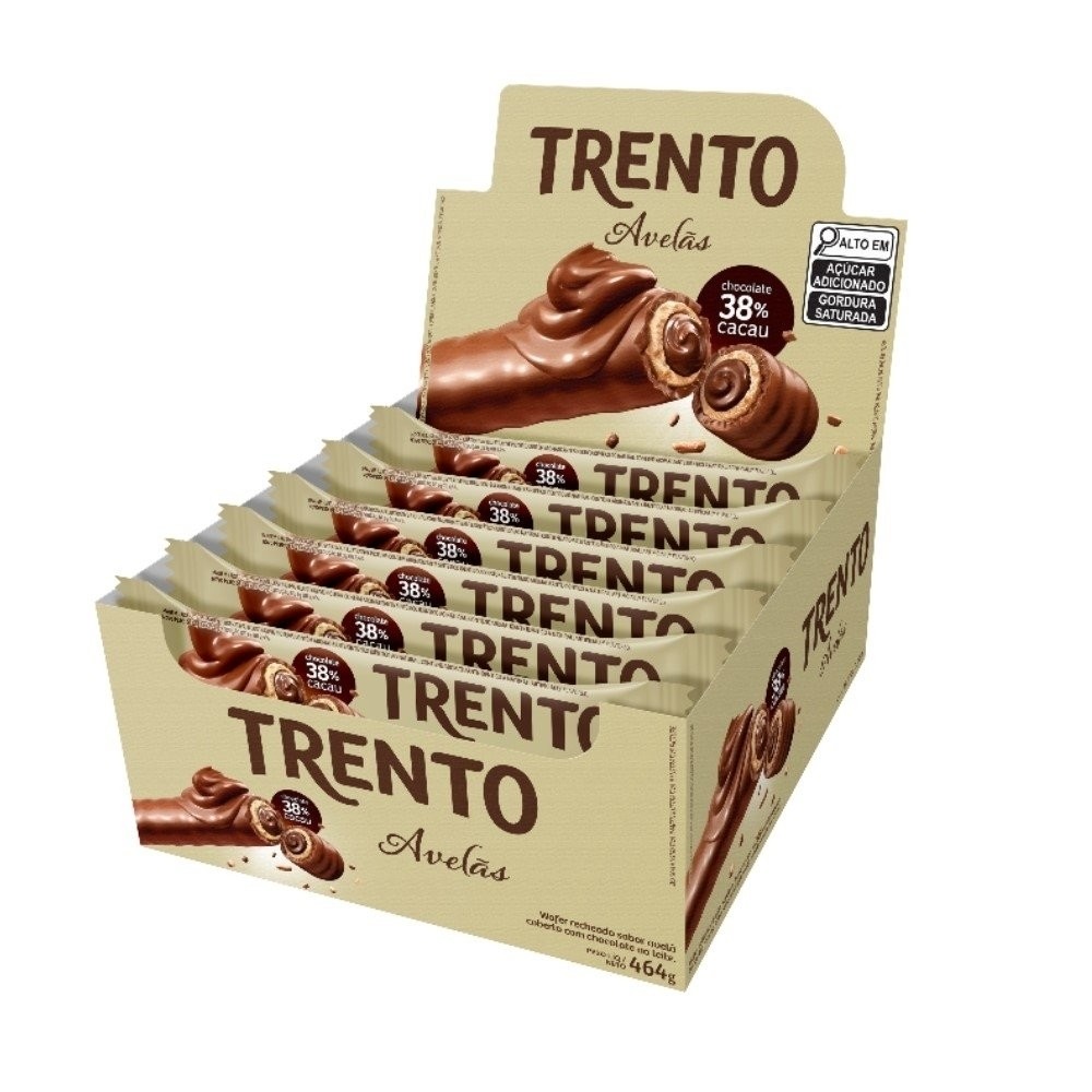 Chocolate Trento Wafer Avelã 29g - Embalagem com 16 Unidades - Food & Beverages