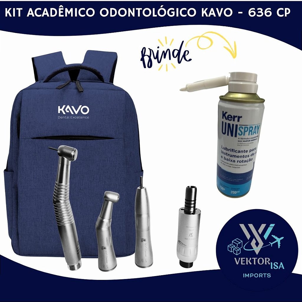 KIT ACADEMICO ODONTOLOGICO KAVO SÉRIE 636  LED + MOCHILA + UNISPRAY KAVO/KERR