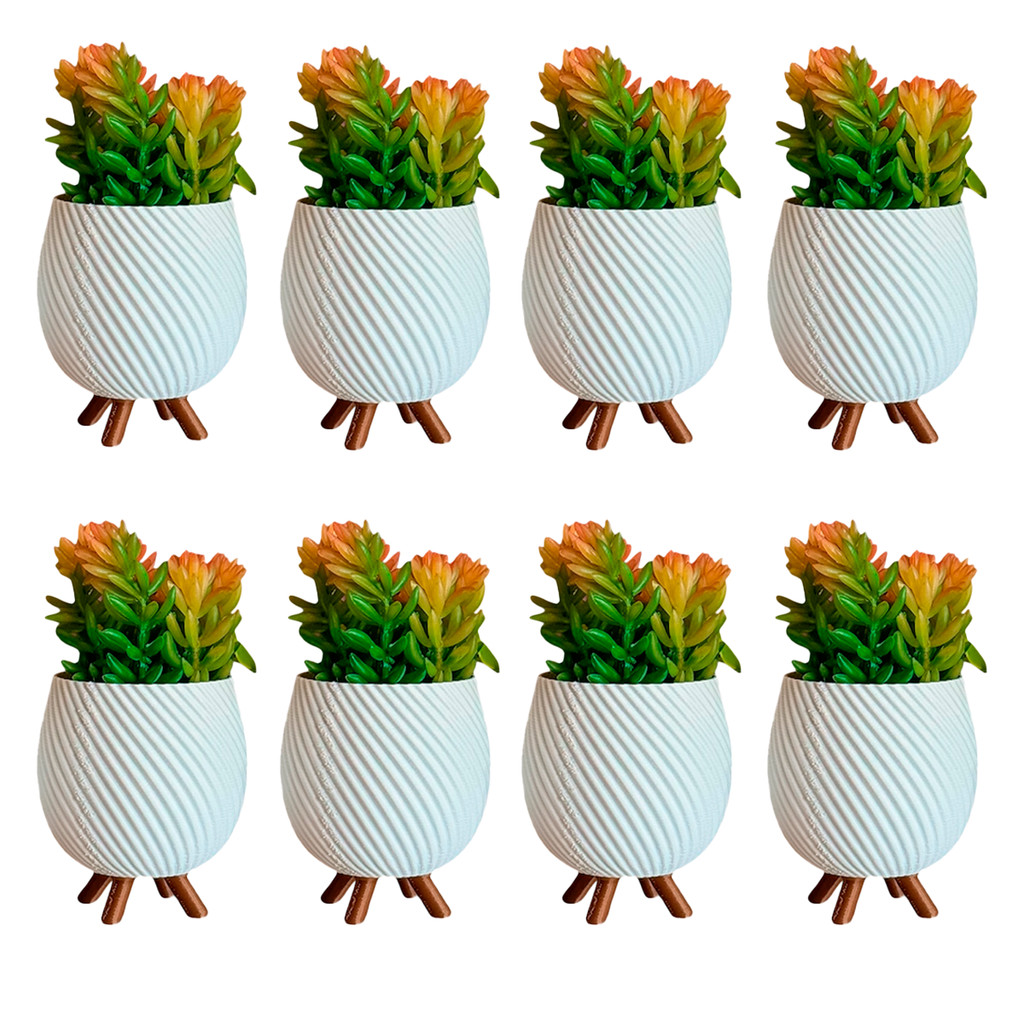 Kit com 8 Vasinhos Cachepot Textura Ondulada Decoração Moderna Quarto Banheiro Vaso Plantas