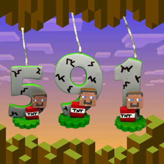 Vela Biscuit Minecraft game para Aniversário Topo Bolo Porcelana Fria em Oferta na Shopee