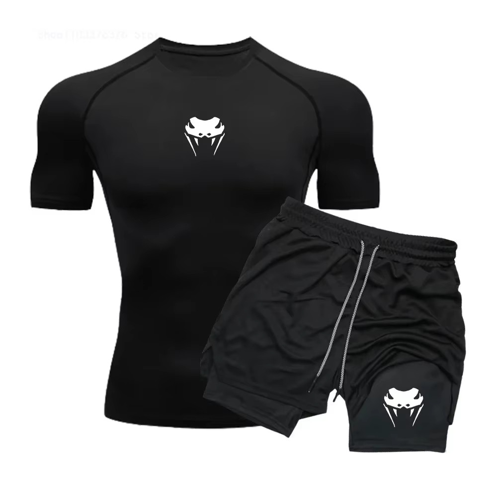Kit Treino Academia Gym Camiseta Compressao E Short Compressao Snake Exclusivo em Oferta na Shopee